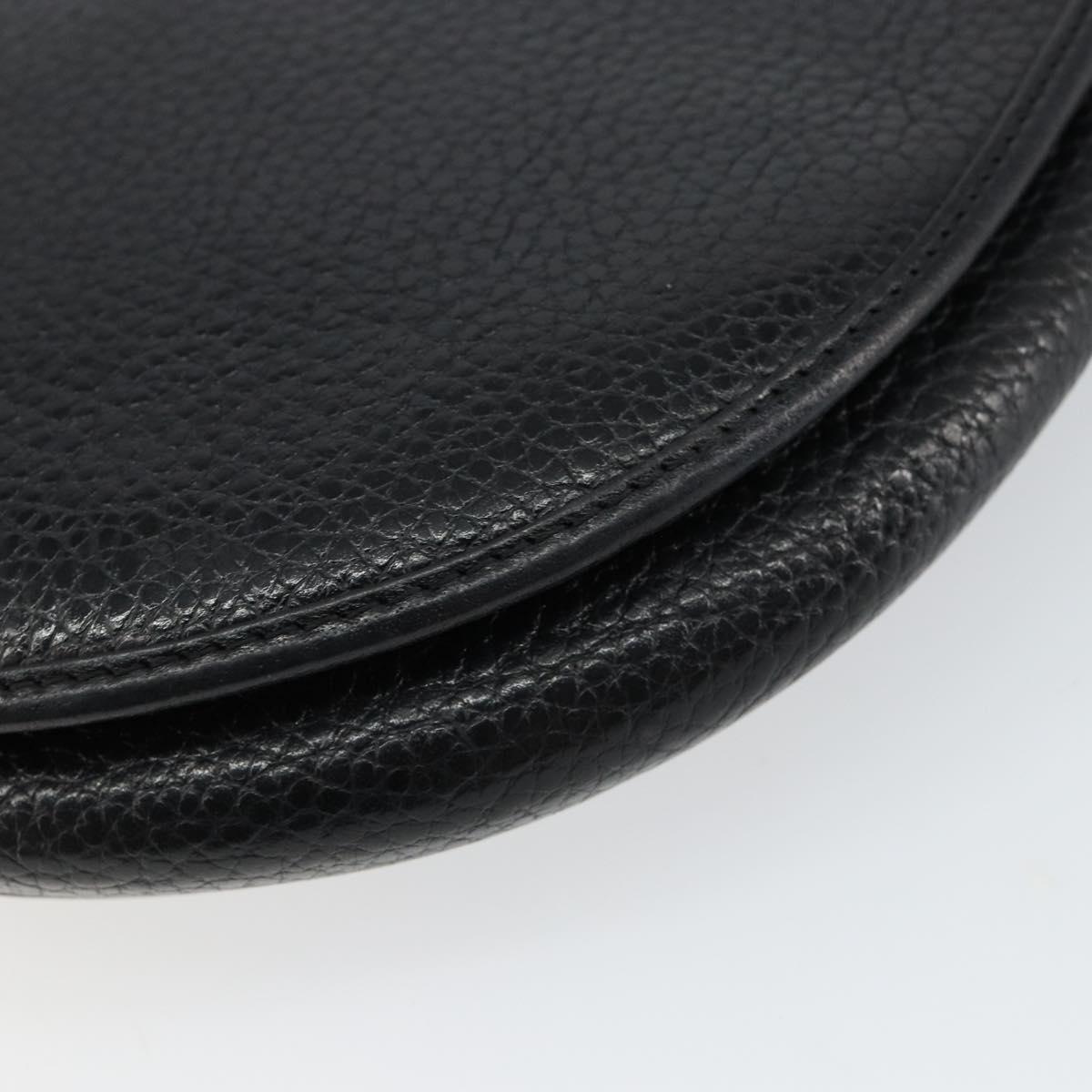 Christian Dior Shoulder Bag Leather Black Gold Auth BA7081