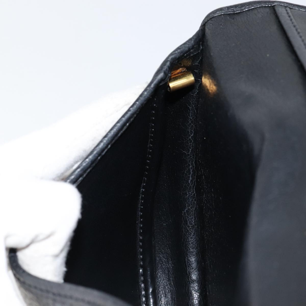 Christian Dior Shoulder Bag Leather Black Gold Auth BA7081