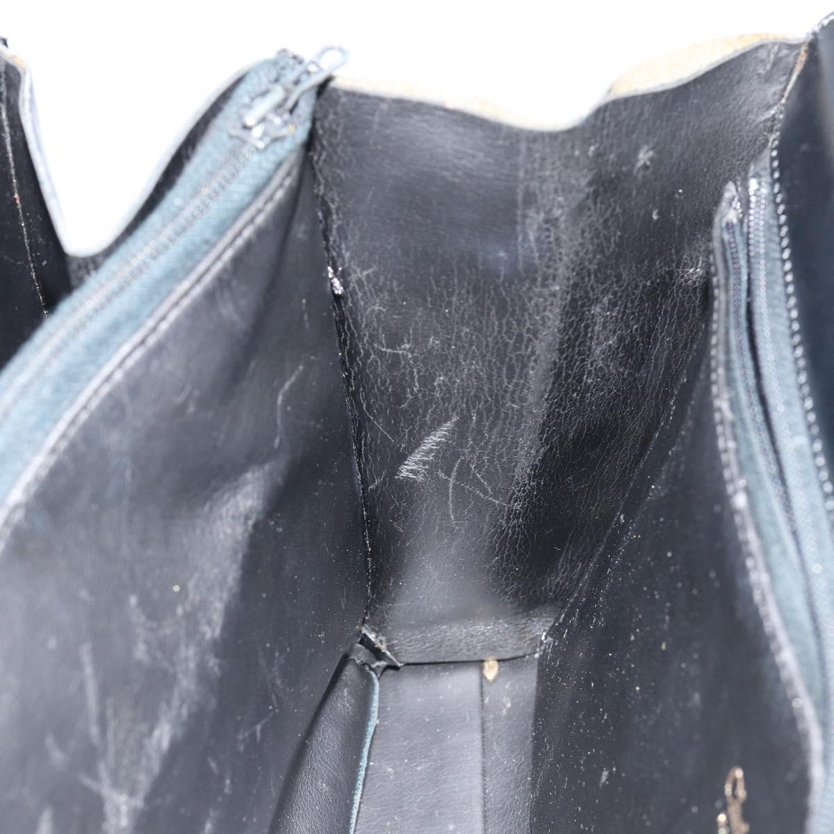 Christian Dior Shoulder Bag Leather Black Gold Auth BA7082