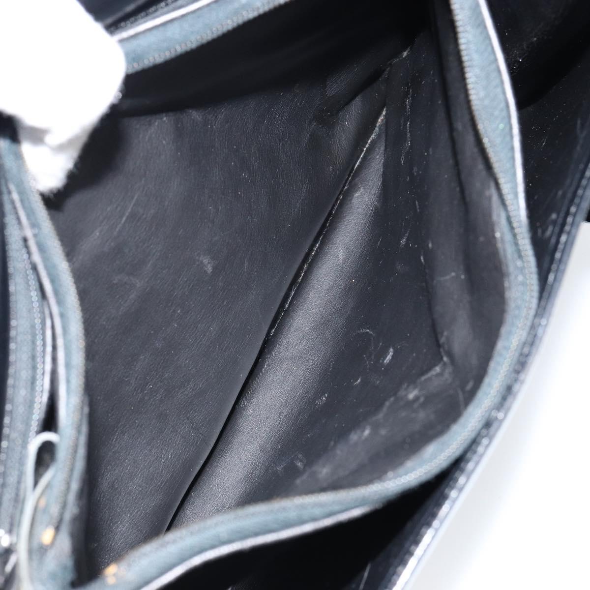 Christian Dior Shoulder Bag Leather Black Gold Auth BA7082