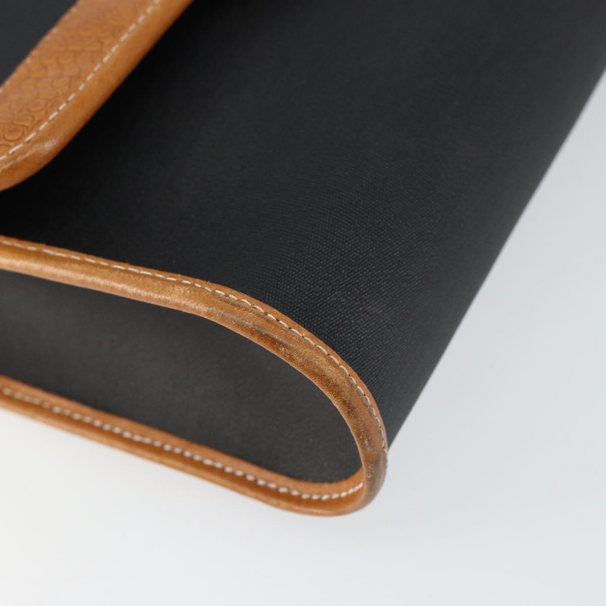 Christian Dior Shoulder Bag Leather Black Gold Auth BA7084