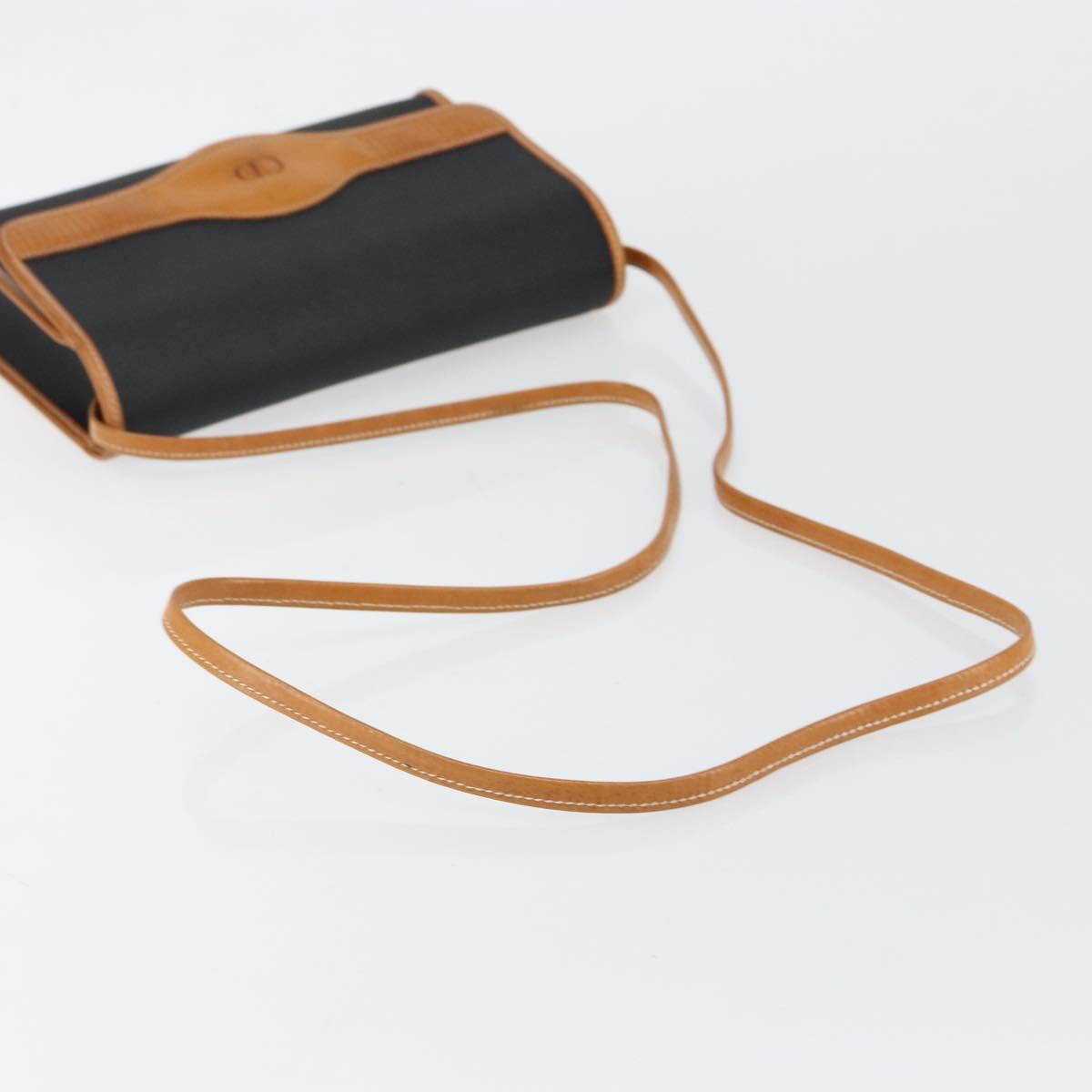 Christian Dior Shoulder Bag Leather Black Gold Auth BA7084