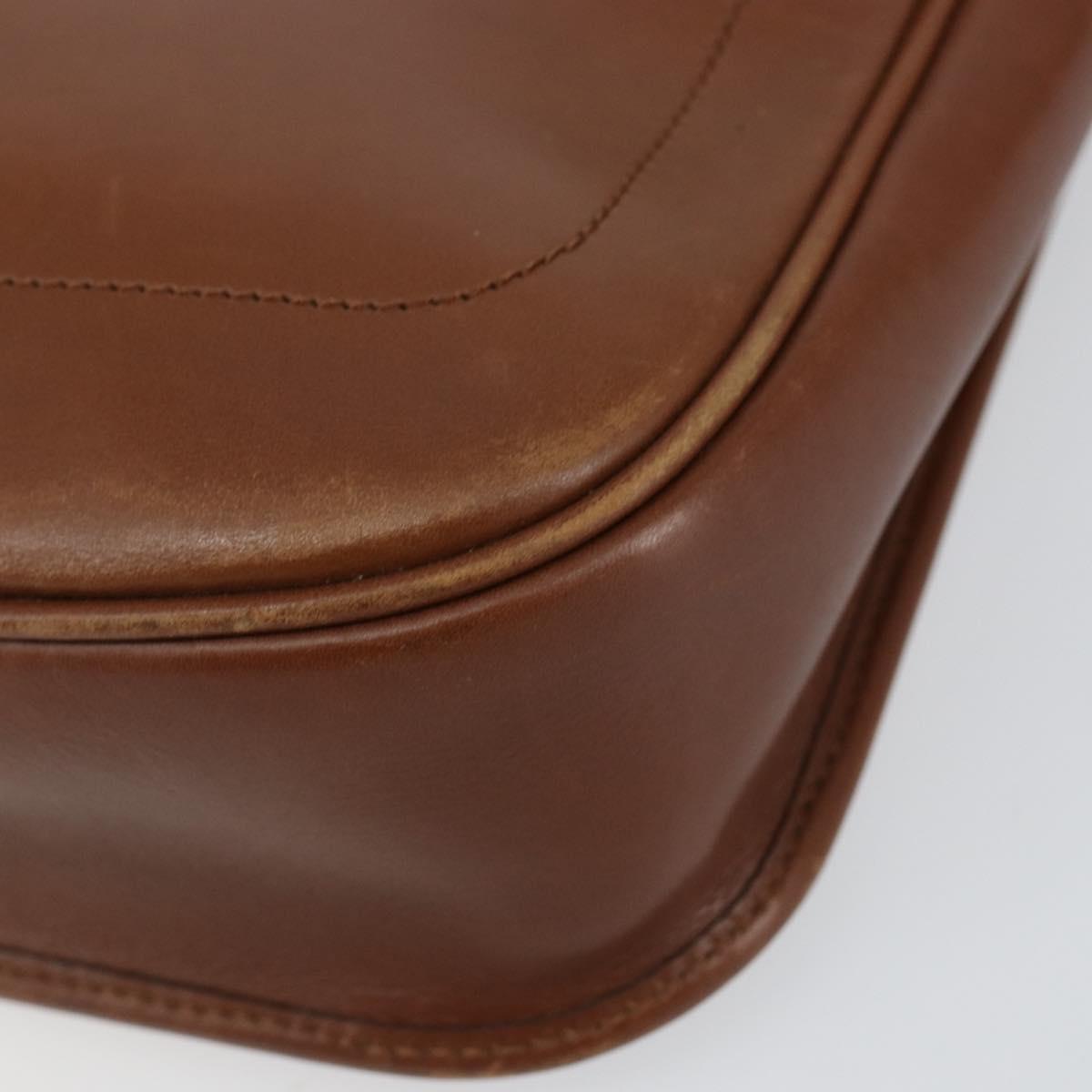 Christian Dior Shoulder Bag Leather Brown Gold Auth BA7085