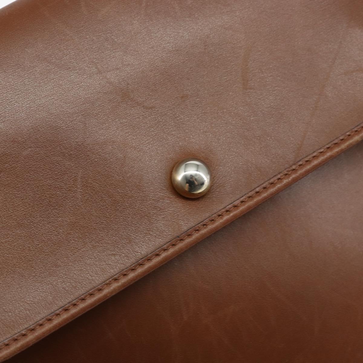 Christian Dior Shoulder Bag Leather Brown Gold Auth BA7085