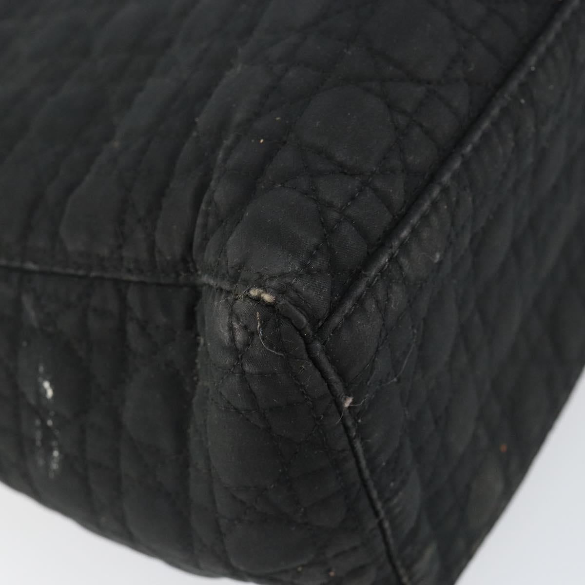 Christian Dior Lady Dior Canage Hand Bag Nylon Black Gold Auth BA7086