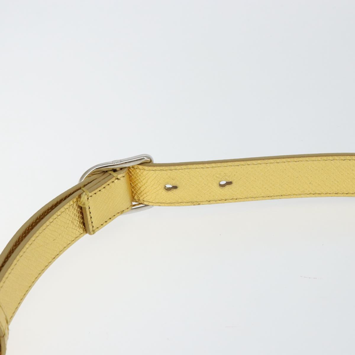 Christian Dior Hand Bag Leather 2way Gold Silver Auth BA7088