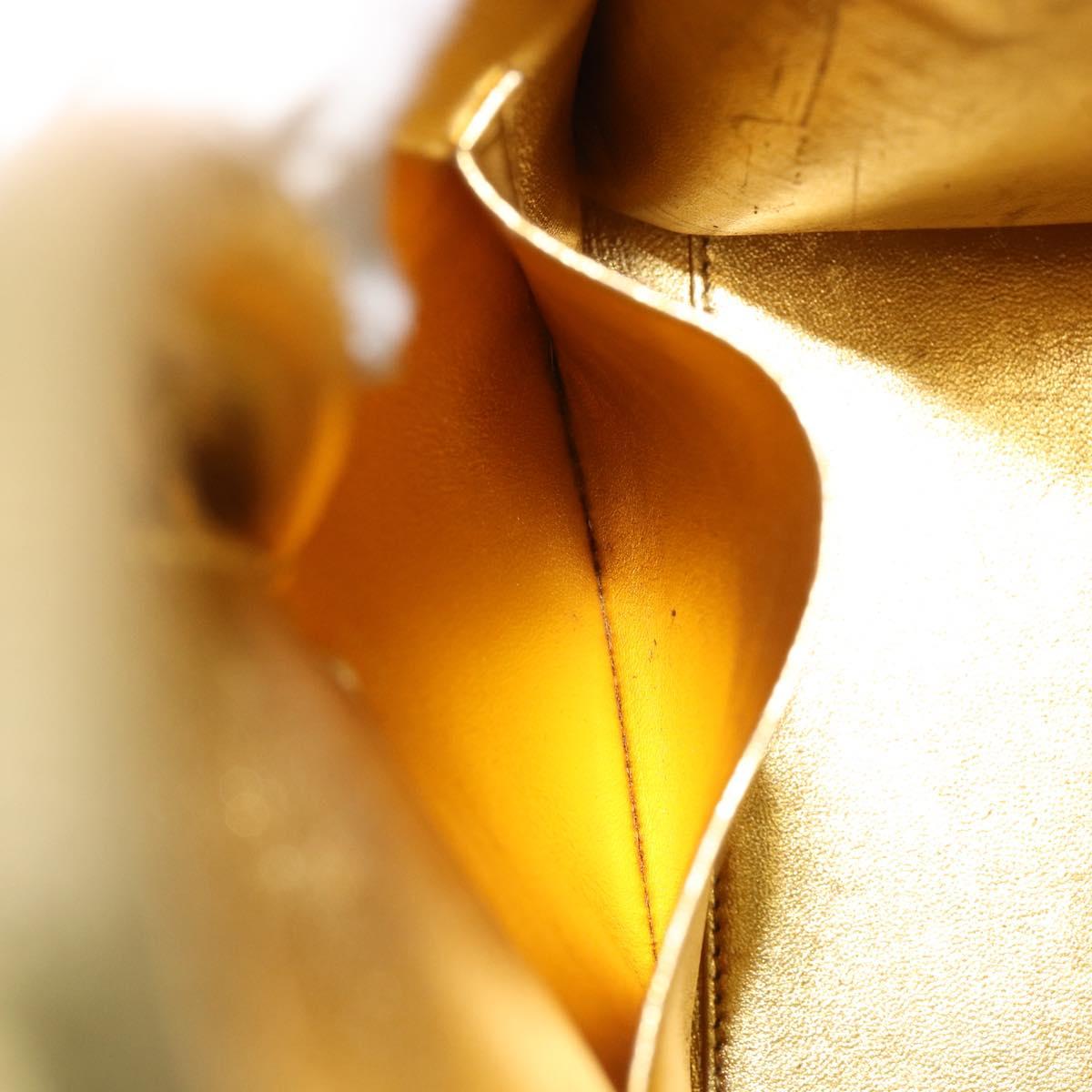 Christian Dior Hand Bag Leather 2way Gold Silver Auth BA7088