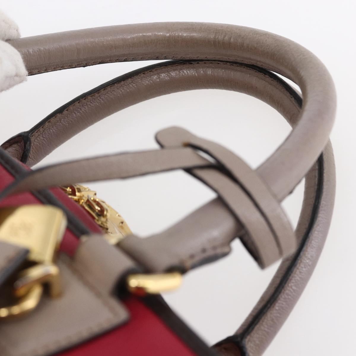 LOEWE Anagram Amazona 36 Hand Bag Leather Red Gold Auth BA7089