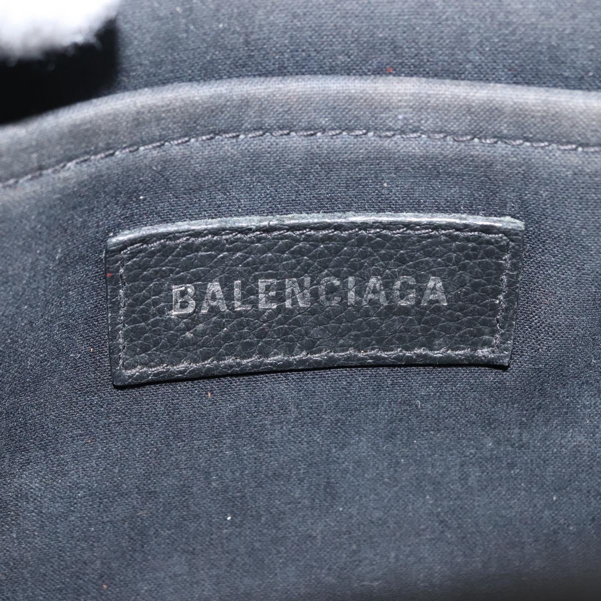 BALENCIAGA Hand Bag Leather 2way Black Silver Auth BA7090