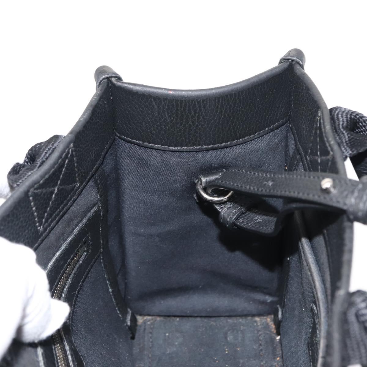 BALENCIAGA Hand Bag Leather 2way Black Silver Auth BA7090