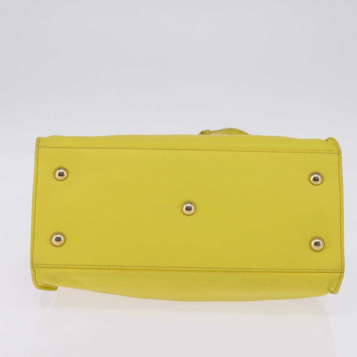 SAINT LAURENT Petit Kabas Hand Bag Leather 2way Yellow Gold Auth BA7092