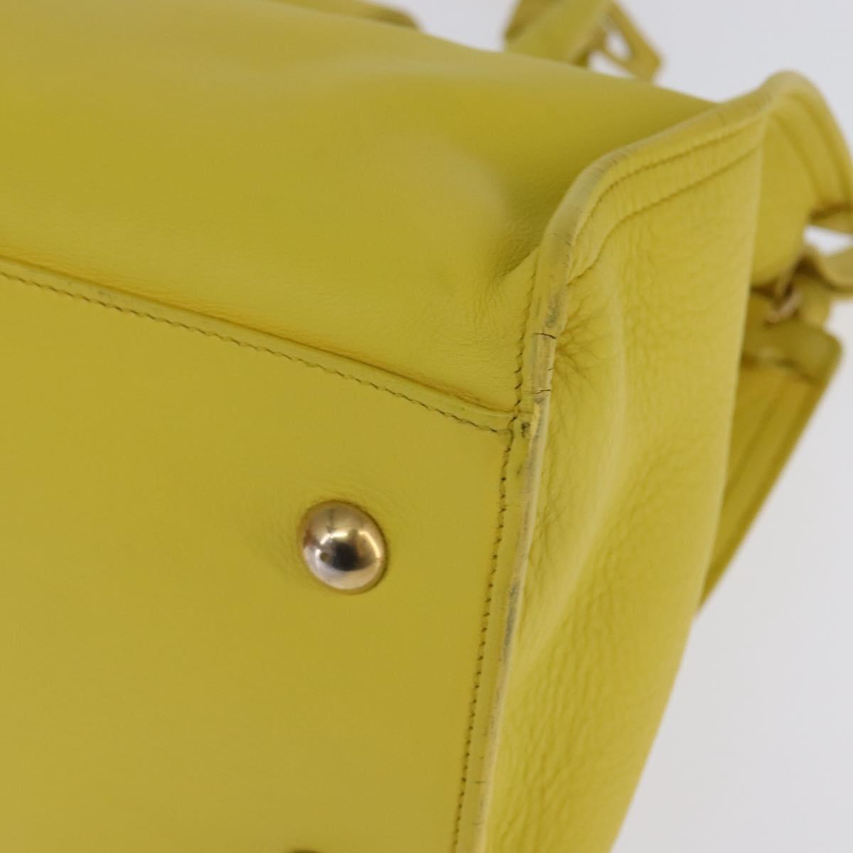 SAINT LAURENT Petit Kabas Hand Bag Leather 2way Yellow Gold Auth BA7092