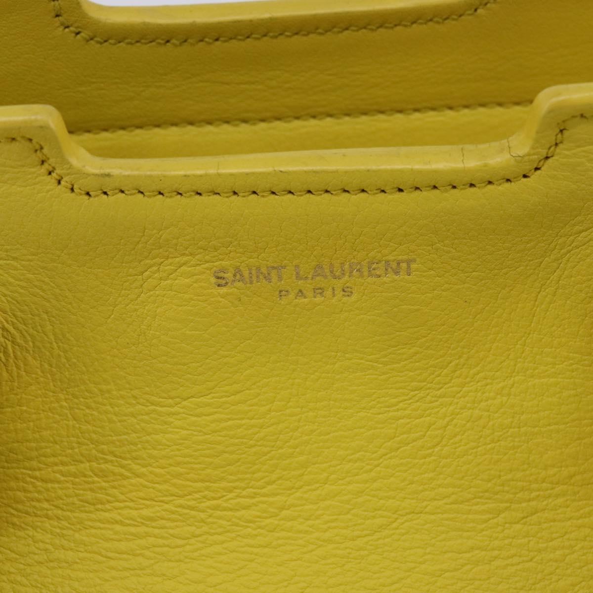 SAINT LAURENT Petit Kabas Hand Bag Leather 2way Yellow Gold Auth BA7092