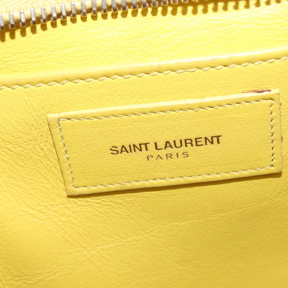 SAINT LAURENT Petit Kabas Hand Bag Leather 2way Yellow Gold Auth BA7092