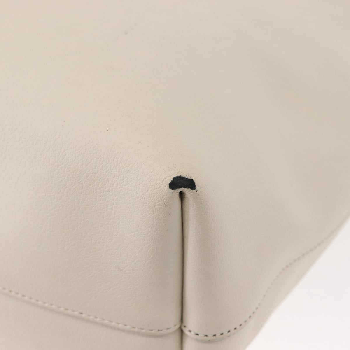 SAINT LAURENT Tote Bag Leather White Gold Auth BA7093