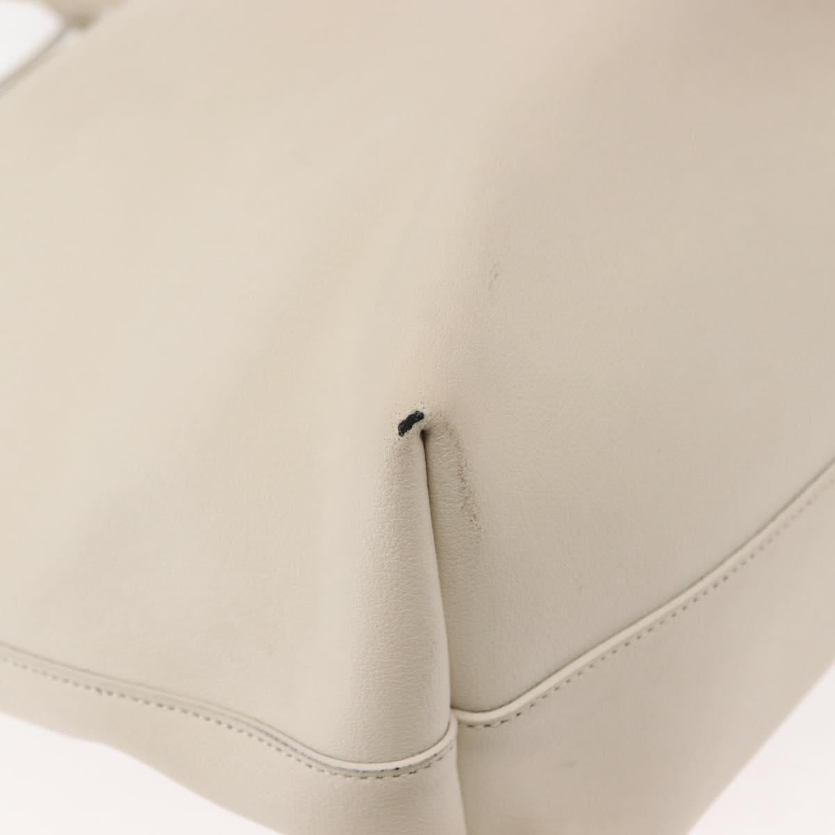 SAINT LAURENT Tote Bag Leather White Gold Auth BA7093