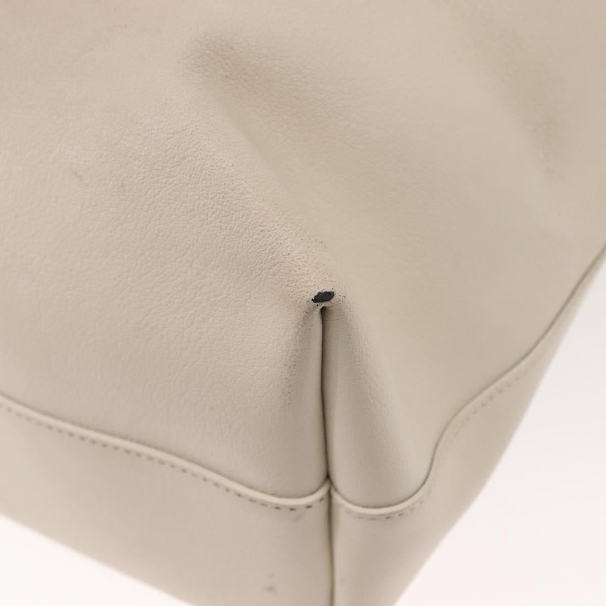 SAINT LAURENT Tote Bag Leather White Gold Auth BA7093