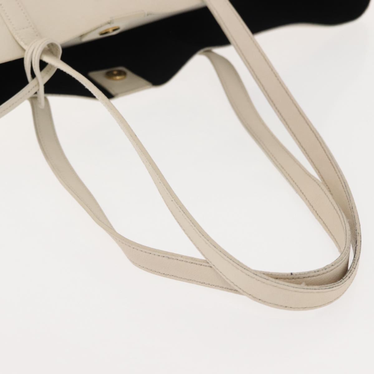 SAINT LAURENT Tote Bag Leather White Gold Auth BA7093