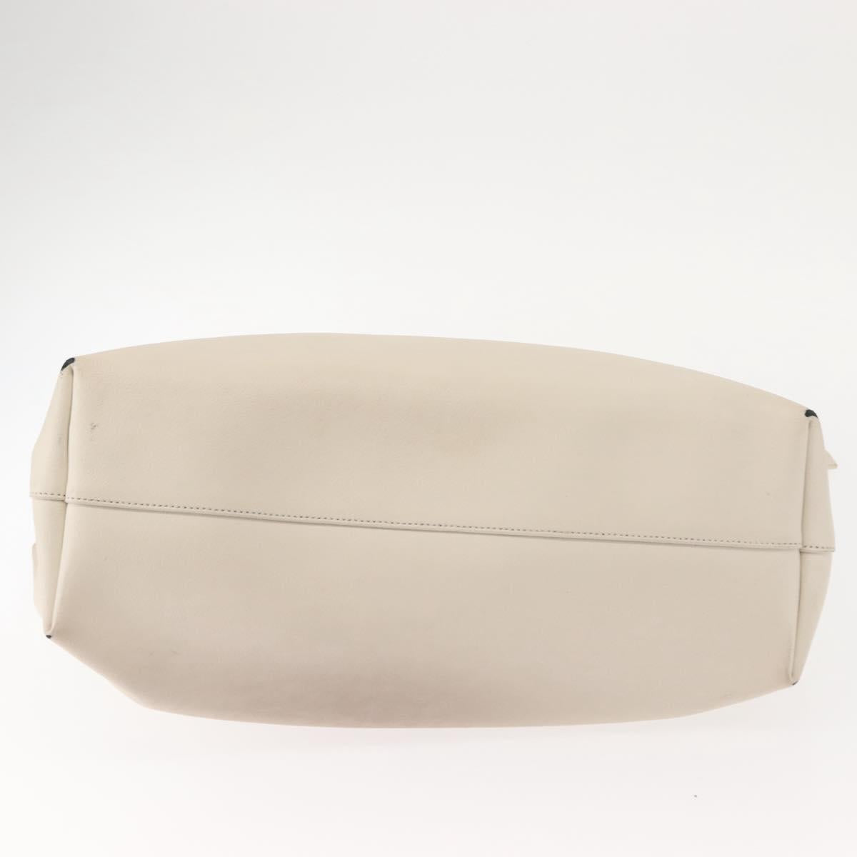 SAINT LAURENT Tote Bag Leather White Gold Auth BA7093