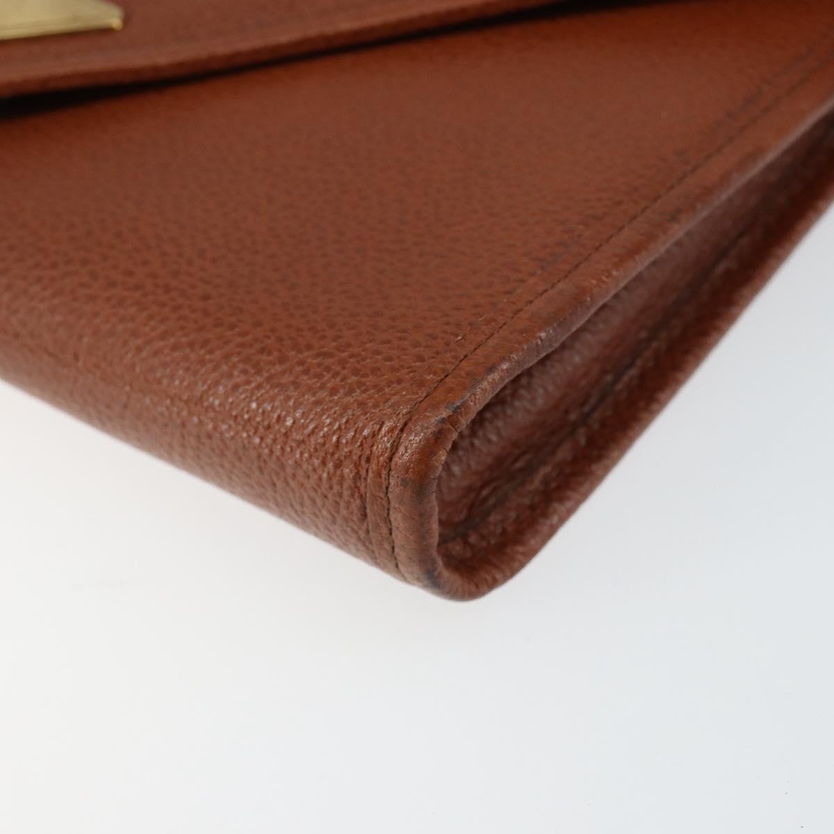 SAINT LAURENT Shoulder Bag Leather Brown Gold Auth BA7094