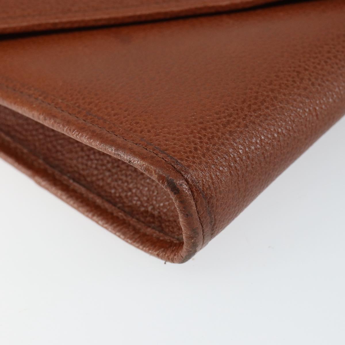 SAINT LAURENT Shoulder Bag Leather Brown Gold Auth BA7094