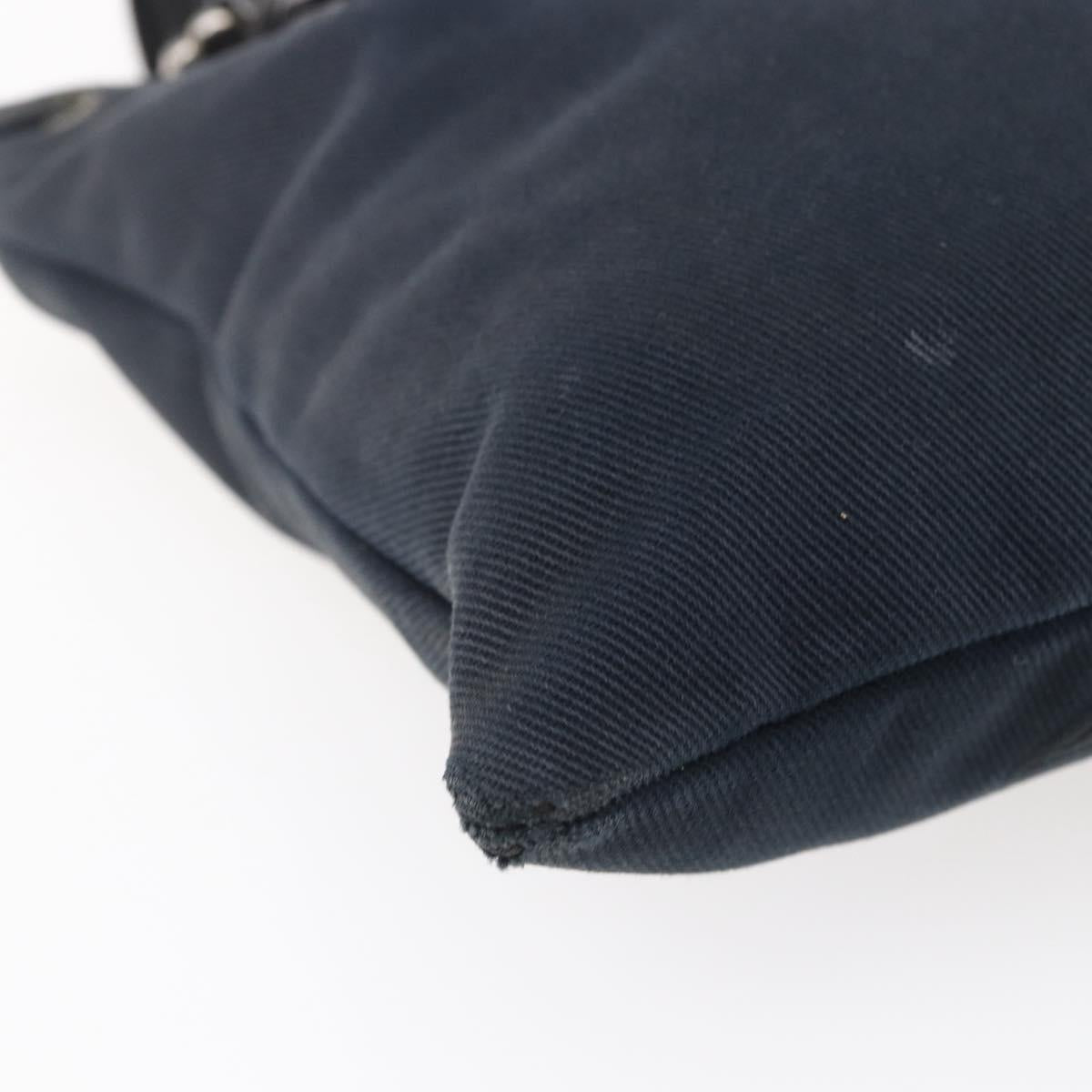 SAINT LAURENT Kahala Tote Bag Canvas Black Silver 123435 Auth BA7095