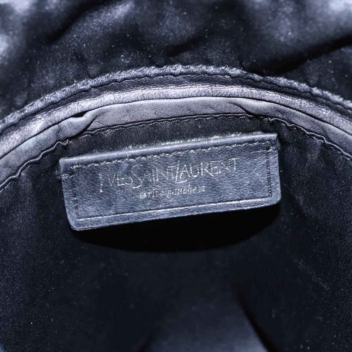 SAINT LAURENT Kahala Tote Bag Canvas Black Silver 123435 Auth BA7095