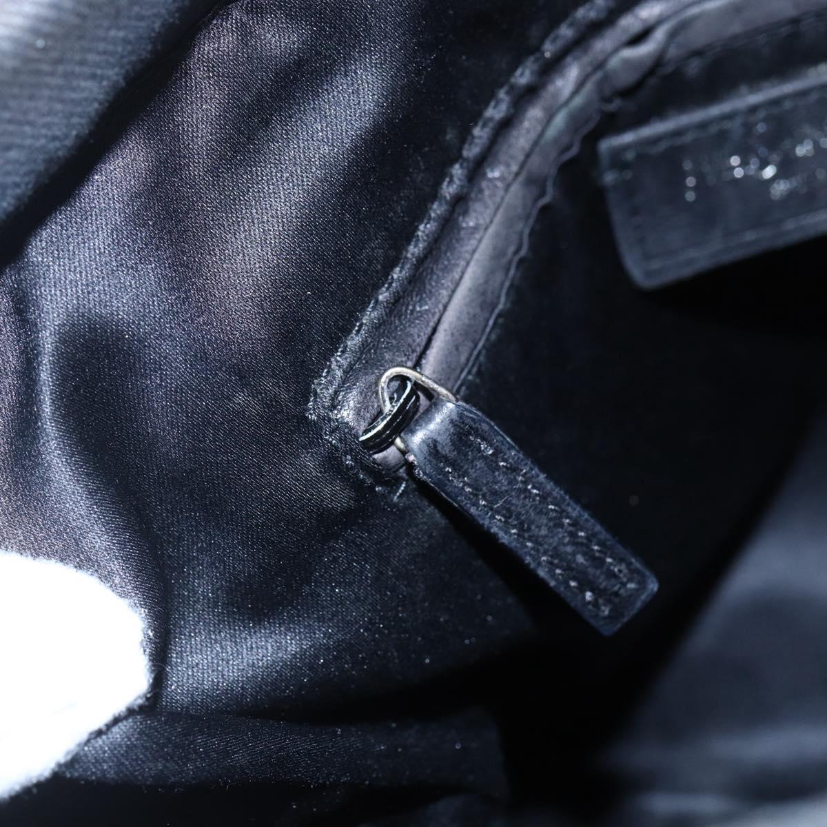 SAINT LAURENT Kahala Tote Bag Canvas Black Silver 123435 Auth BA7095