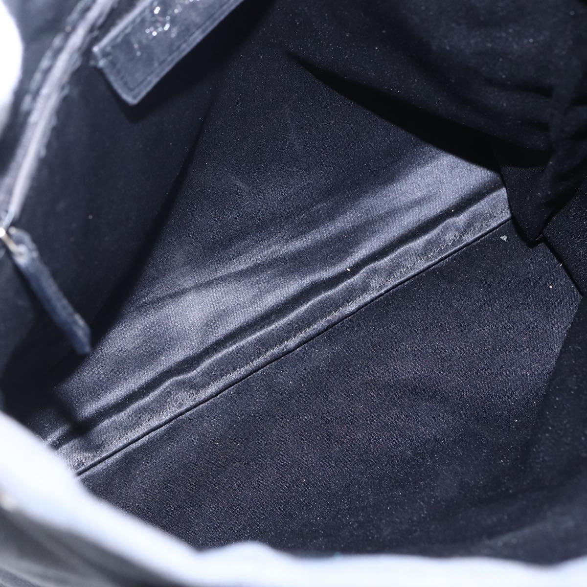 SAINT LAURENT Kahala Tote Bag Canvas Black Silver 123435 Auth BA7095