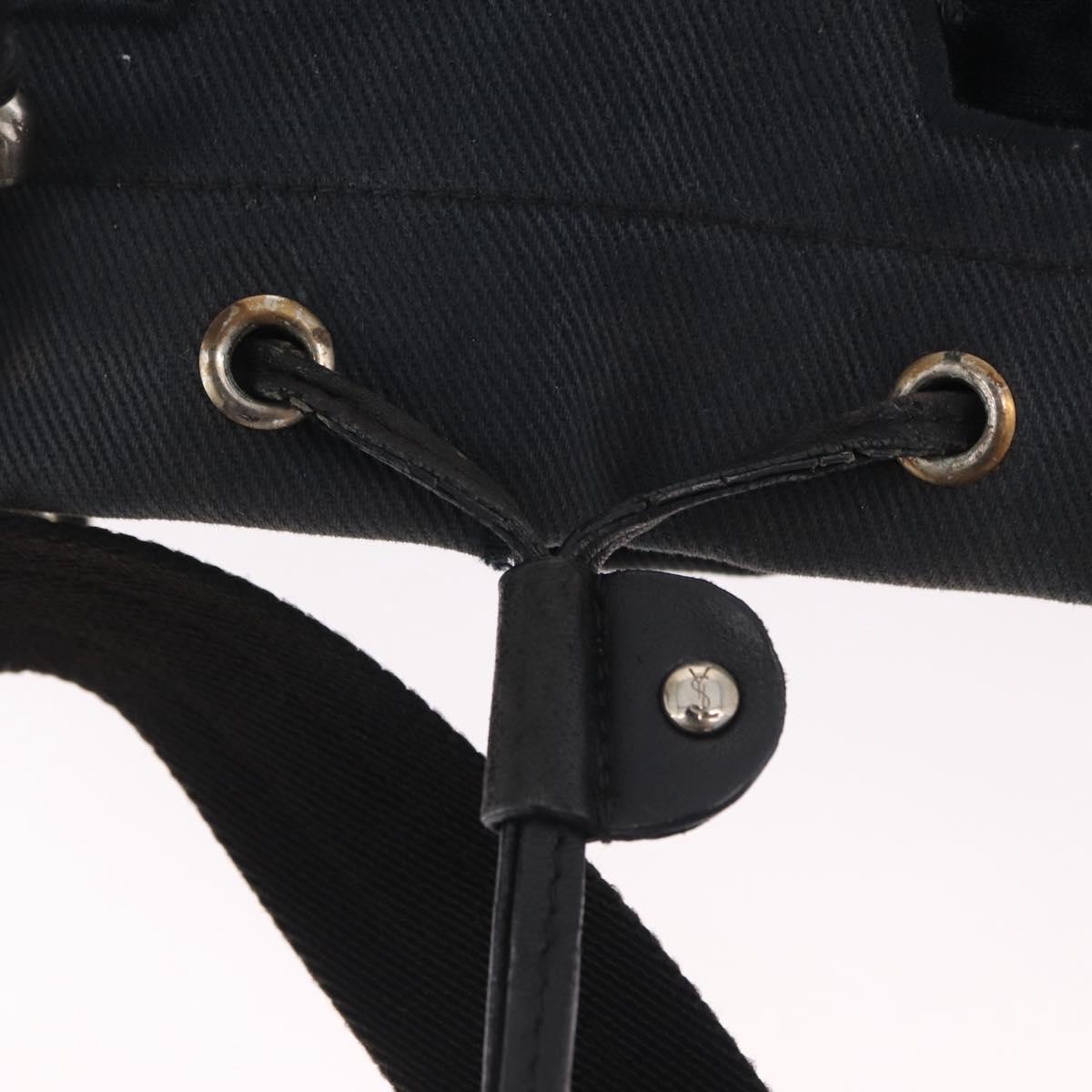 SAINT LAURENT Kahala Tote Bag Canvas Black Silver 123435 Auth BA7095