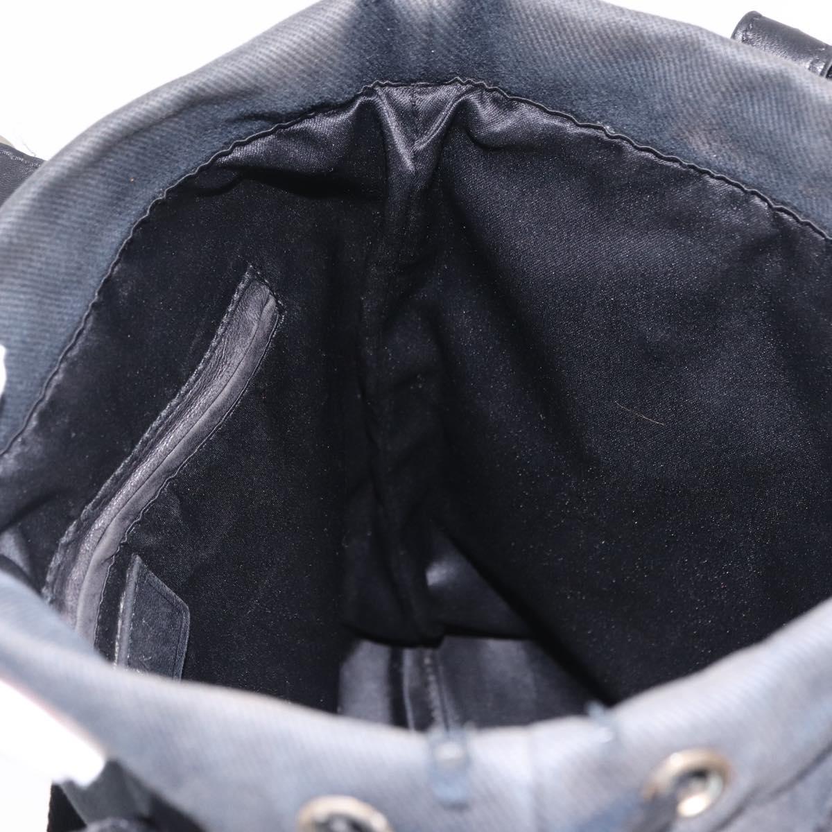 SAINT LAURENT Kahala Tote Bag Canvas Black Silver 123435 Auth BA7095