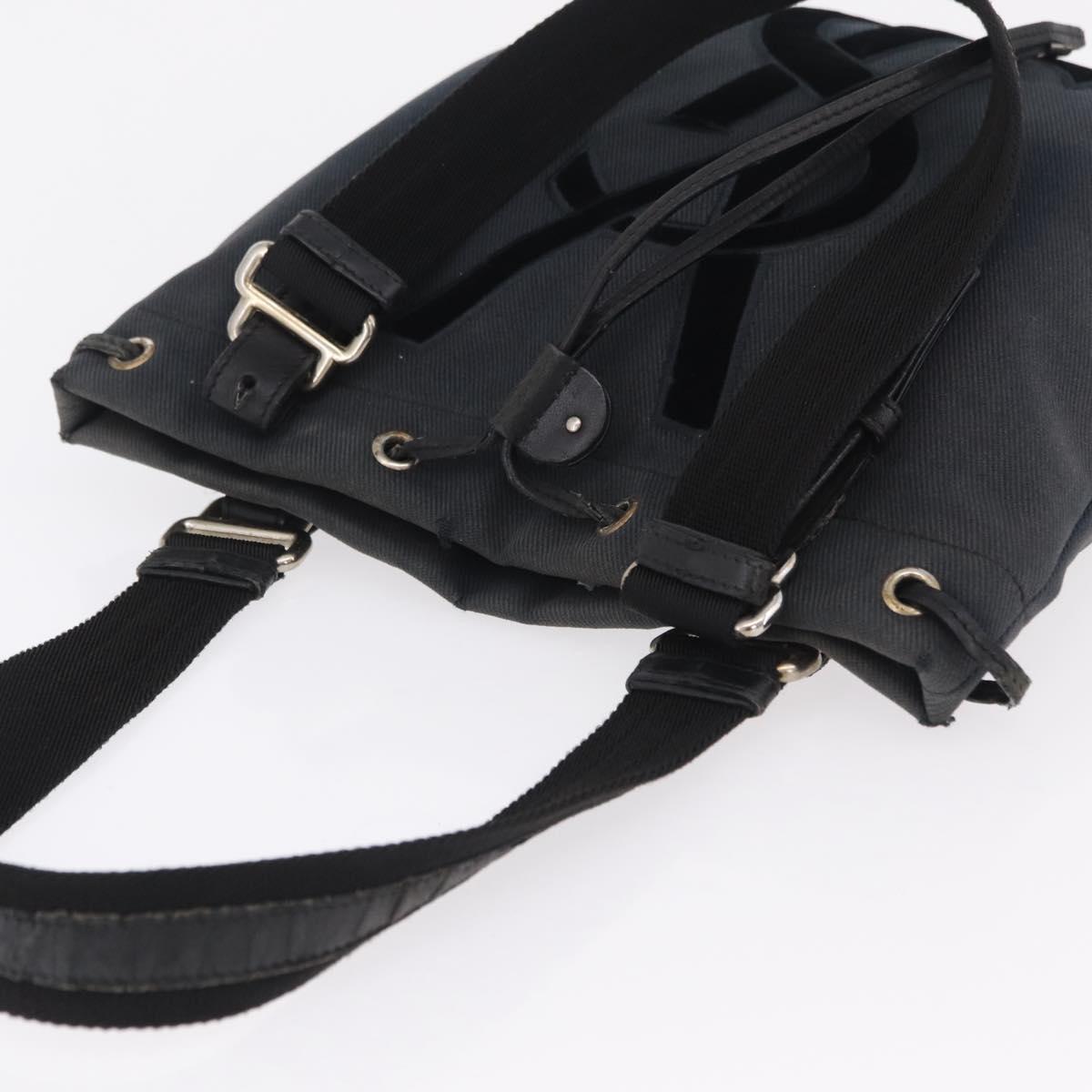 SAINT LAURENT Kahala Tote Bag Canvas Black Silver 123435 Auth BA7095