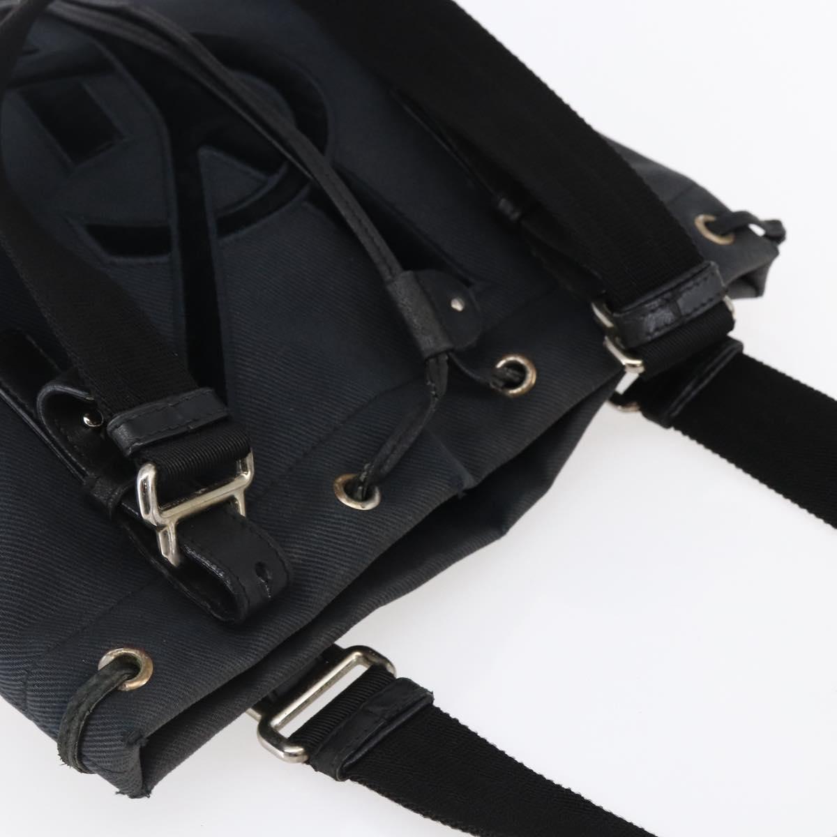 SAINT LAURENT Kahala Tote Bag Canvas Black Silver 123435 Auth BA7095