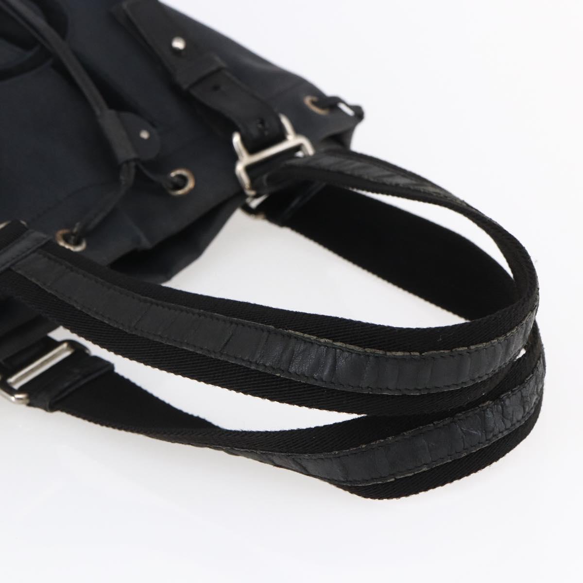 SAINT LAURENT Kahala Tote Bag Canvas Black Silver 123435 Auth BA7095