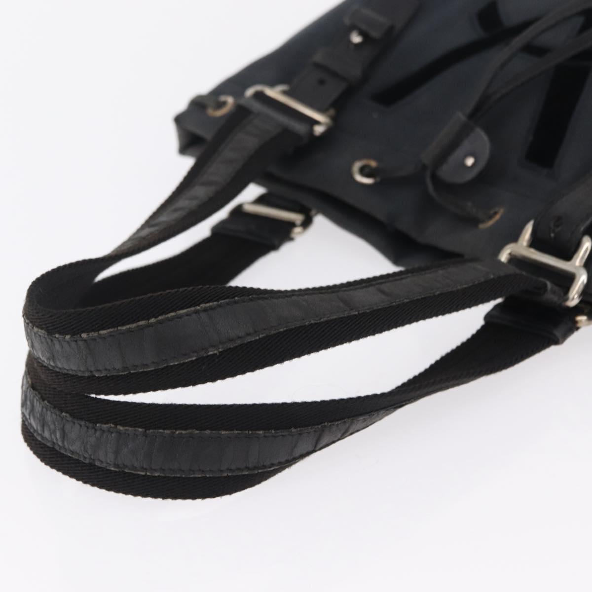 SAINT LAURENT Kahala Tote Bag Canvas Black Silver 123435 Auth BA7095