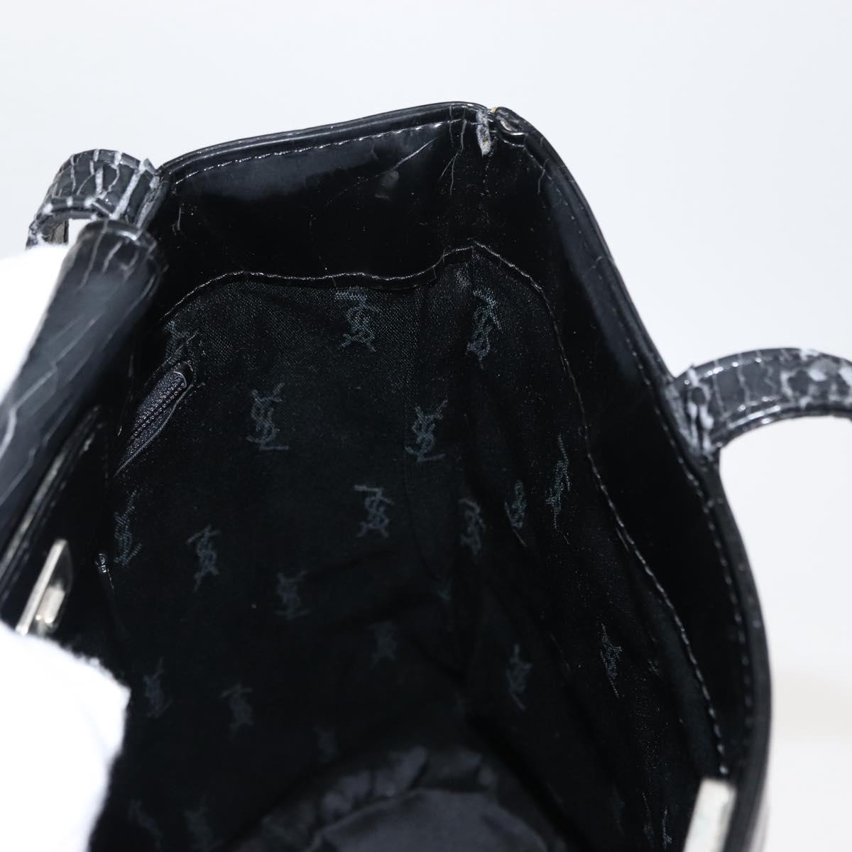 SAINT LAURENT Tote Bag Enamel nylon Red Silver Auth BA7096