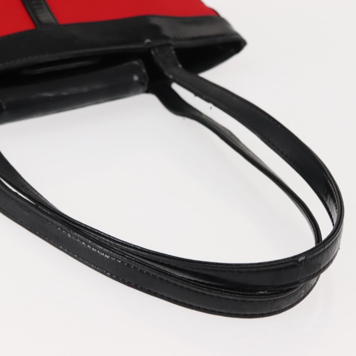 SAINT LAURENT Tote Bag Enamel nylon Red Silver Auth BA7096