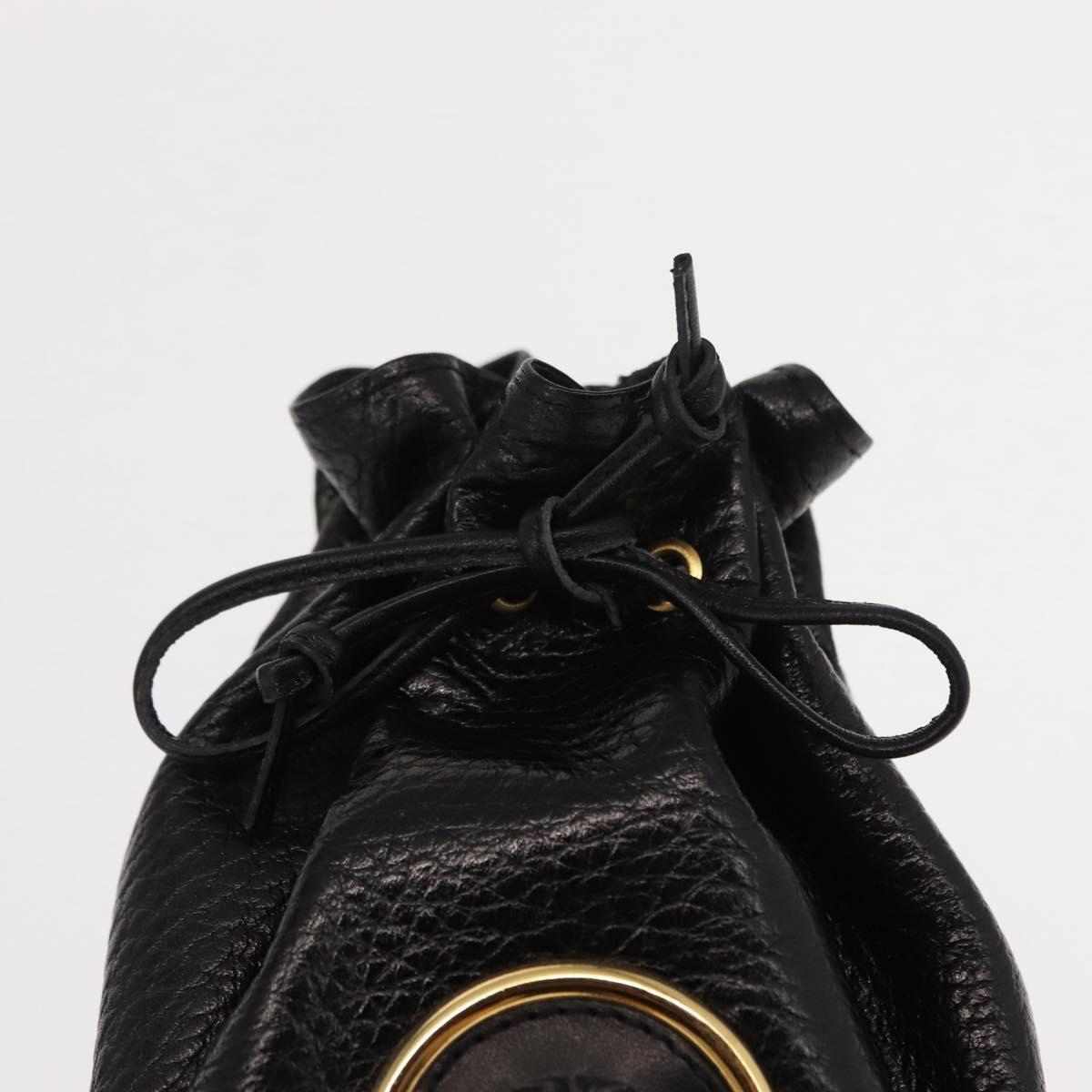 Gianni Versace Pouch Leather Black Gold Auth BA7106