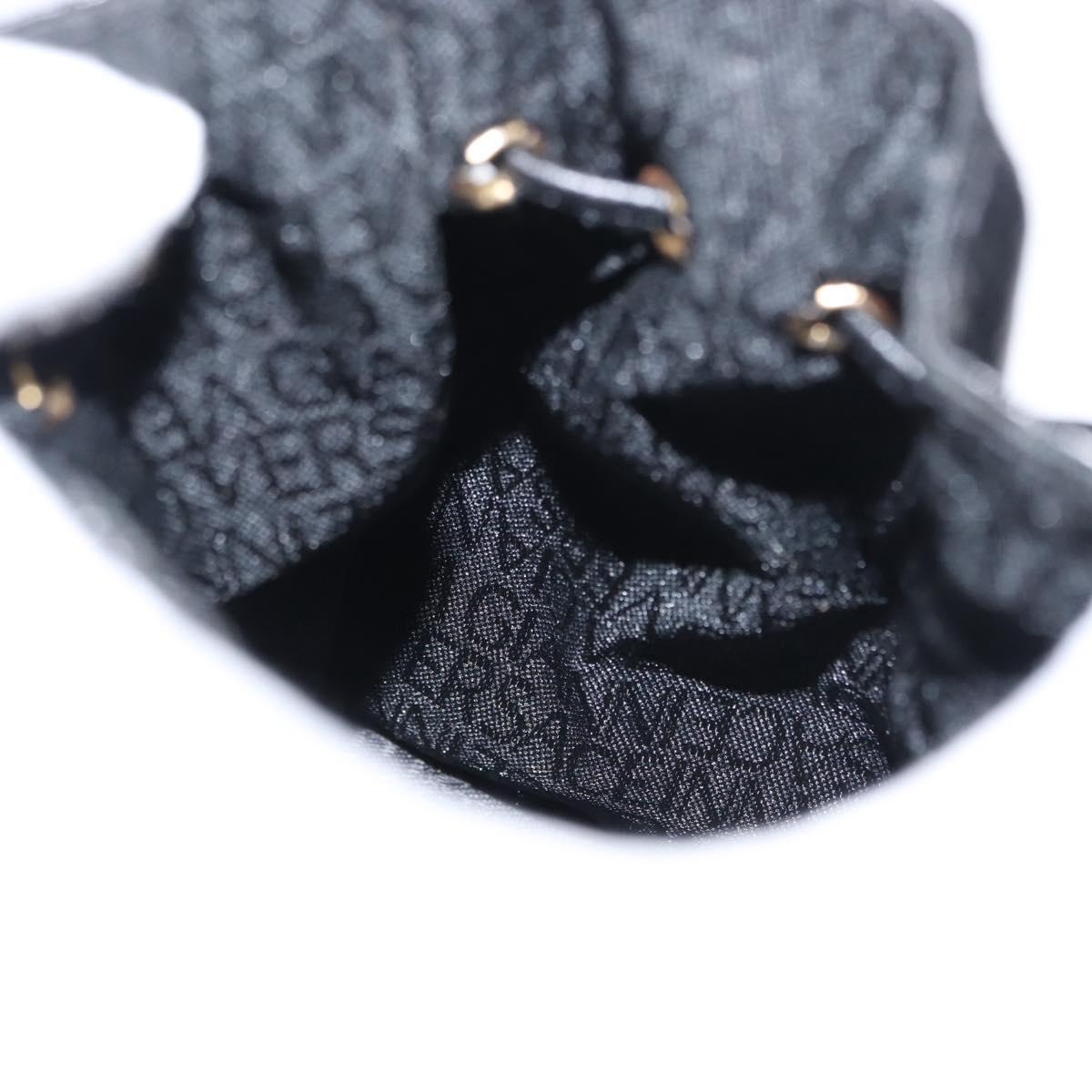 Gianni Versace Pouch Leather Black Gold Auth BA7106