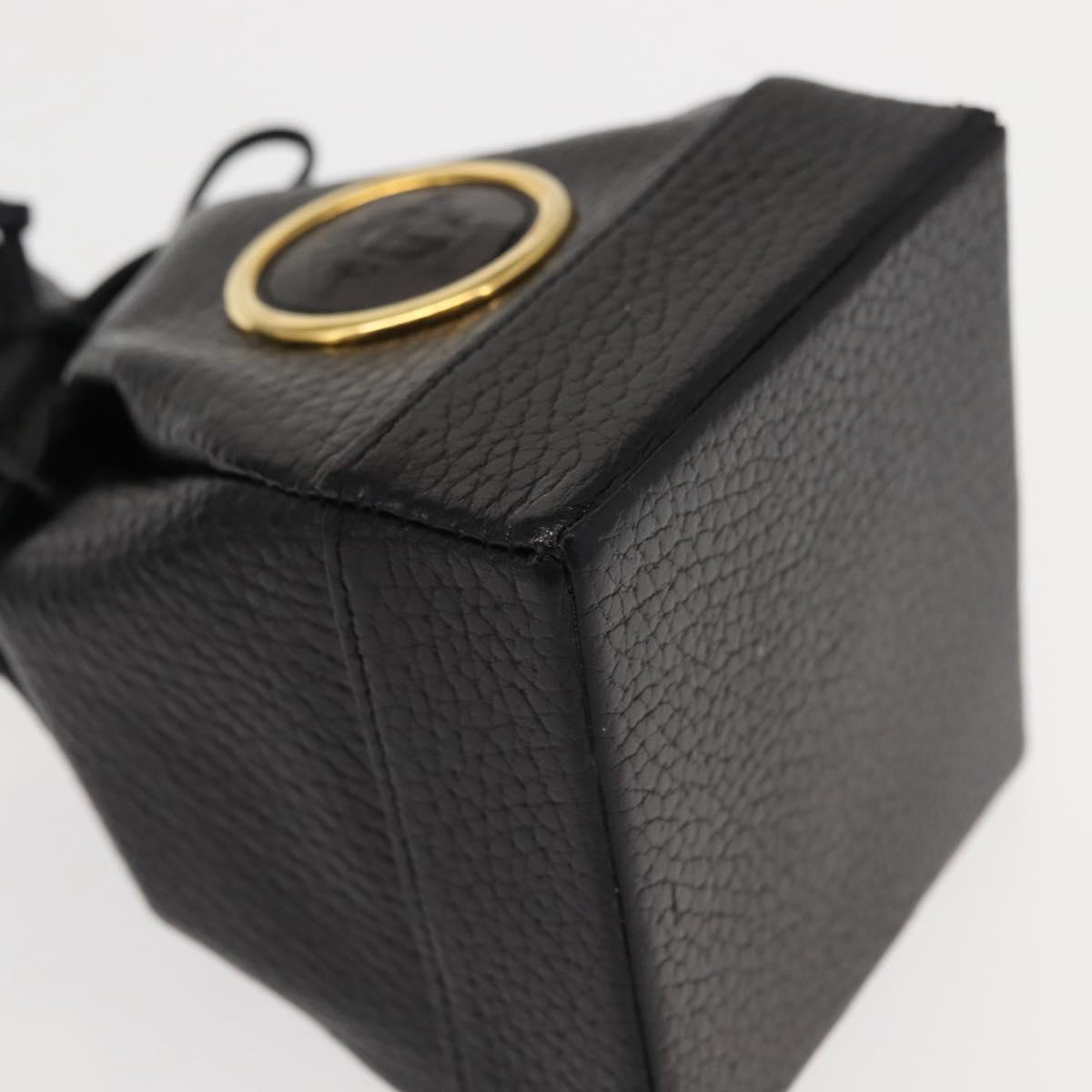 Gianni Versace Pouch Leather Black Gold Auth BA7106