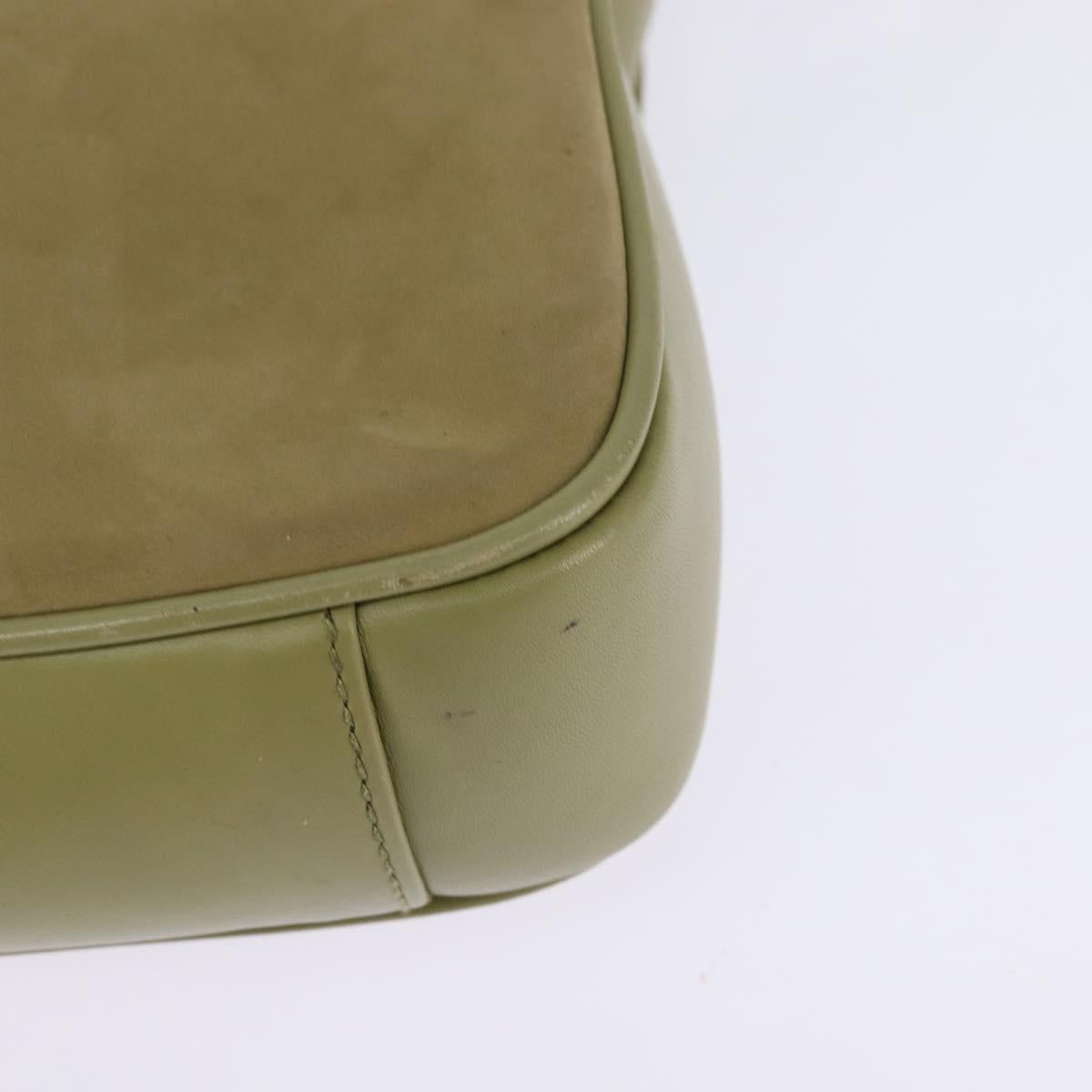 GUCCI Shoulder Bag Suede Leather Green Gold Auth BA7108
