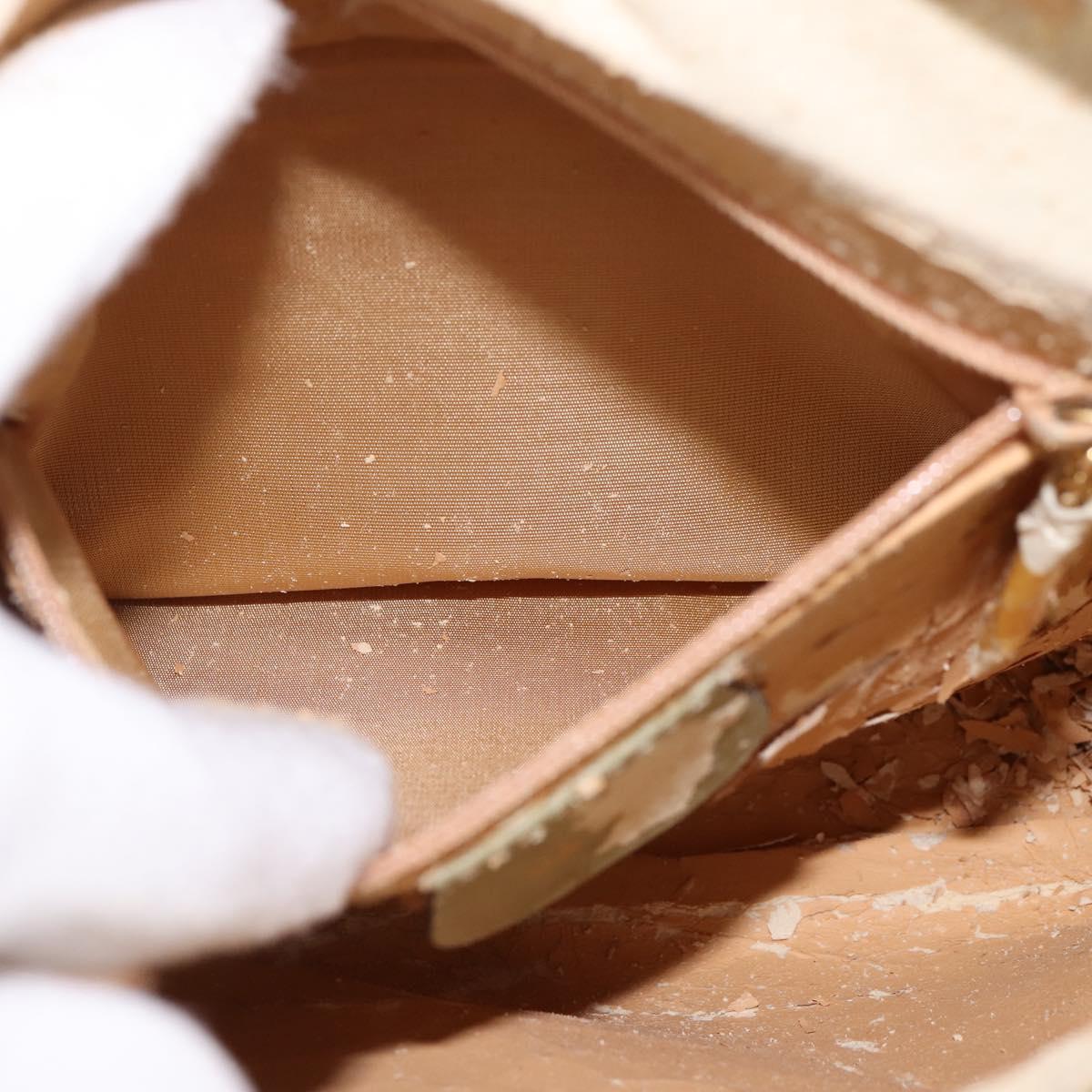 GUCCI Shoulder Bag Suede Leather Green Gold Auth BA7108