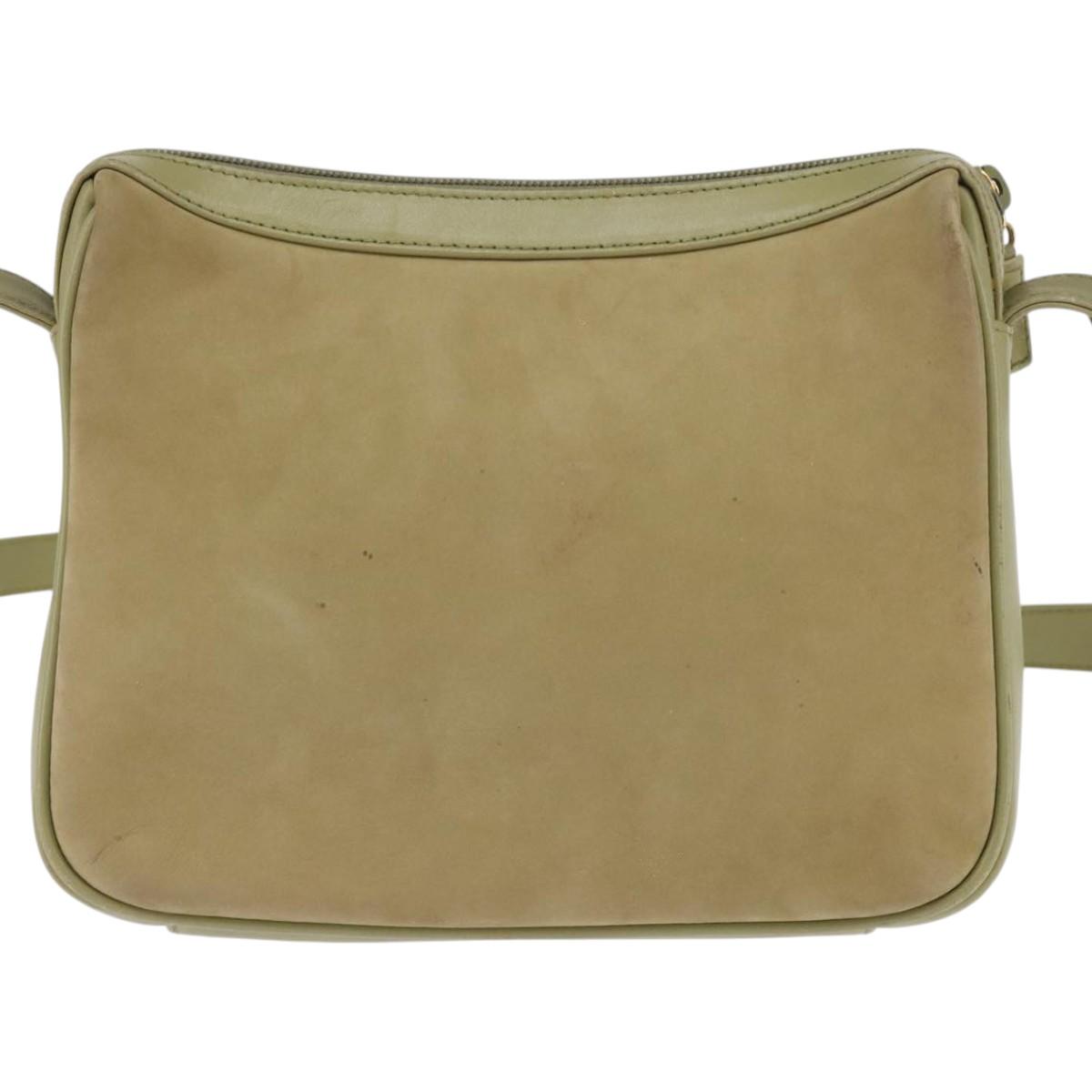 GUCCI Shoulder Bag Suede Leather Green Gold Auth BA7108