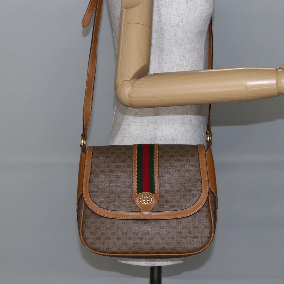 GUCCI Micro GG Supreme Web Sherry Line Bag PVC Beige 001 115 0914 Auth BA7111
