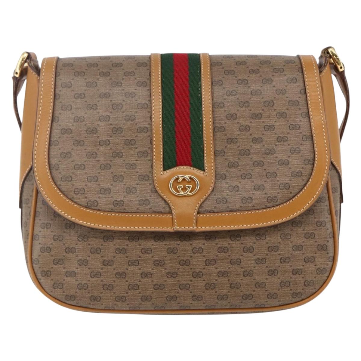 GUCCI Micro GG Supreme Web Sherry Line Bag PVC Beige 001 115 0914 Auth BA7111