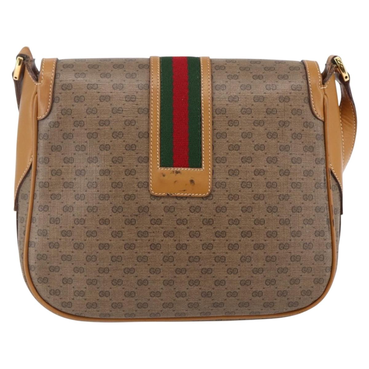 GUCCI Micro GG Supreme Web Sherry Line Bag PVC Beige 001 115 0914 Auth BA7111