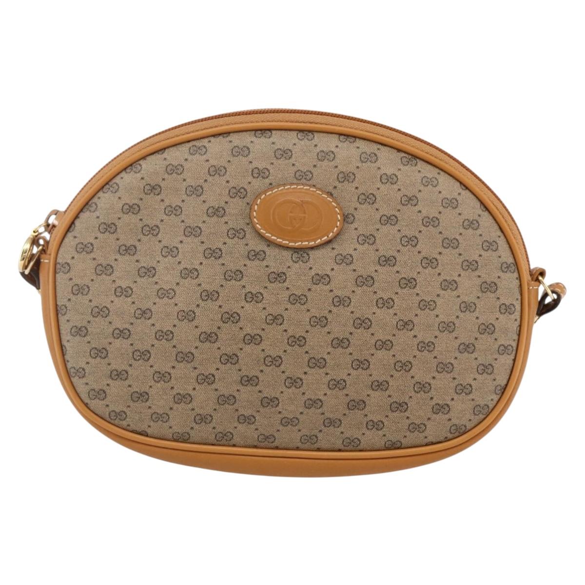 GUCCI Micro GG Supreme Shoulder Bag PVC Beige Gold 007 89 1113 Auth BA7112