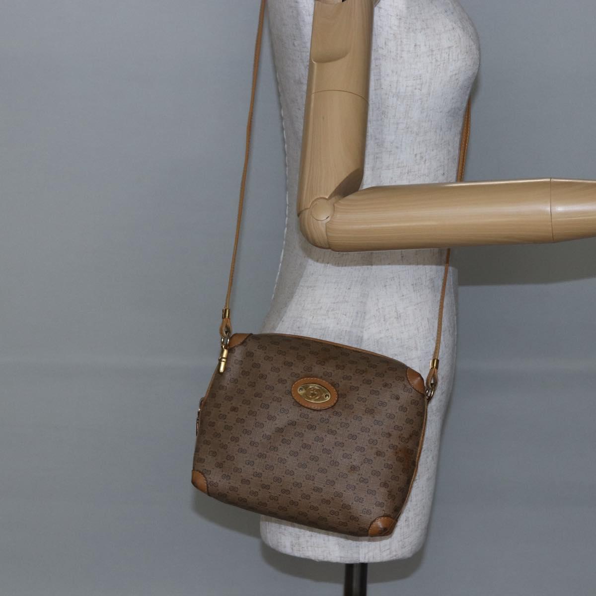 GUCCI Micro GG Supreme Shoulder Bag PVC Beige Gold 007 104 4916 Auth BA7113
