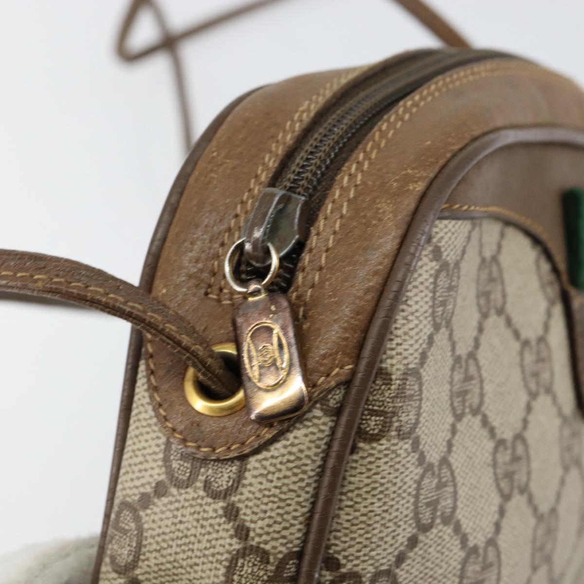 GUCCI GG Supreme Web Sherry Line Bag PVC Beige Gold 89 02 066 Auth BA7117