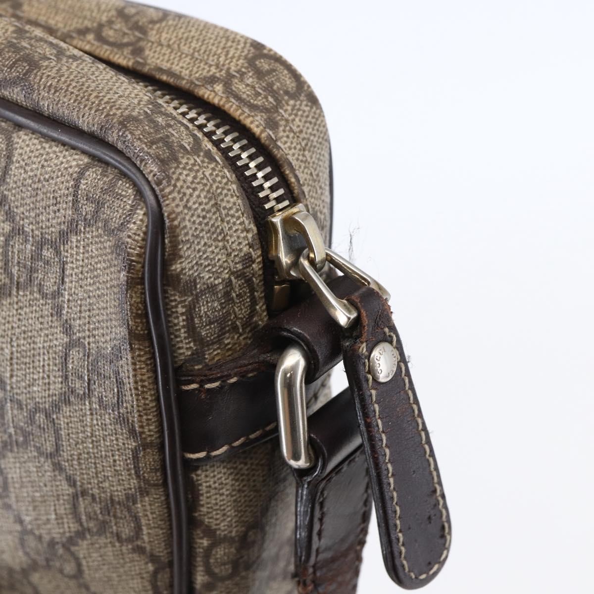 GUCCI GG Supreme Shoulder Bag PVC Beige Gold 201447 Auth BA7119